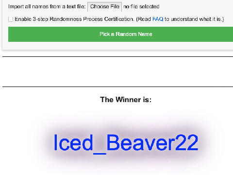 raffle winner :00