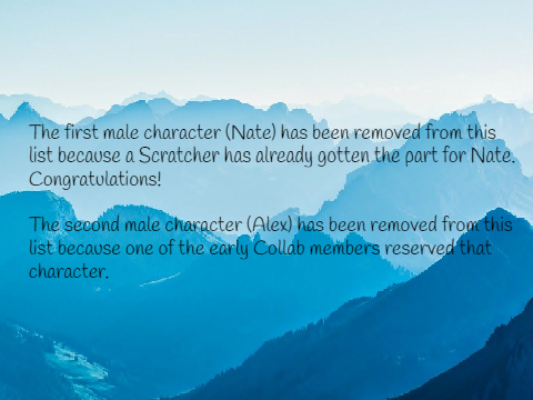 Clear Waters Main character audition page