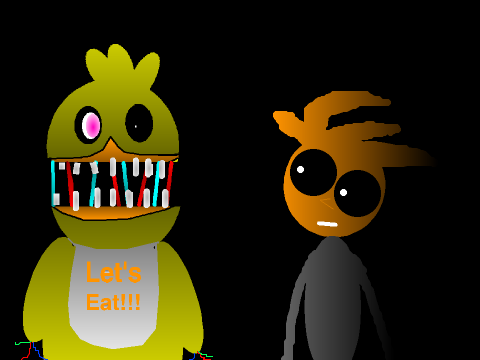 Standing next to withered chica 