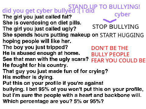 no cyber bullying. (this means you alix the grate)