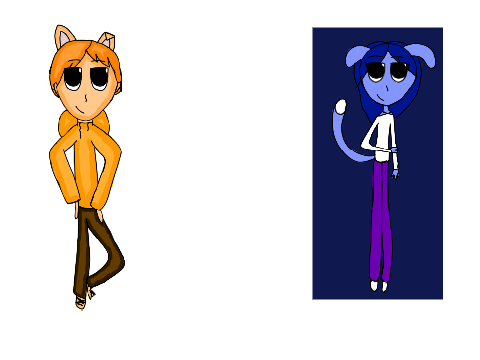 New OC's: Human forms of Scratch Cat and Dog one sprites