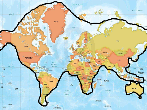 The world is a giant cat....Playing with Australia!