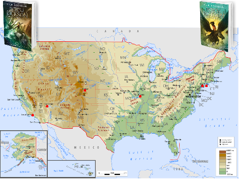 Percy Jackson-map 1 (English version) (First and third book)