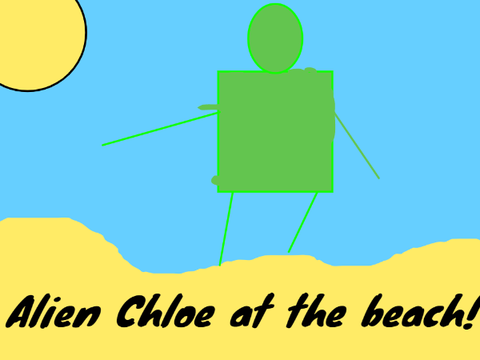 Alien Chloe at the beach!