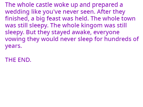 Scratchy story time one: Wide awake Beauty