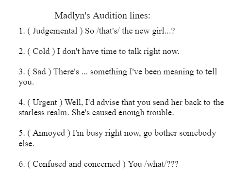 Madlyn Audition