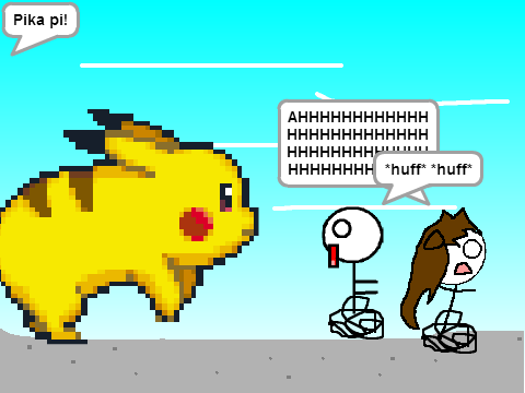 Add yourself running/riding from/on a giant Pikachu! remix