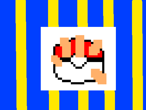 Pokeball With Hand Pixel Art