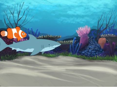 hungry shark and fish