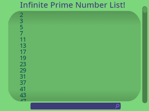 Infinite Prime Number List