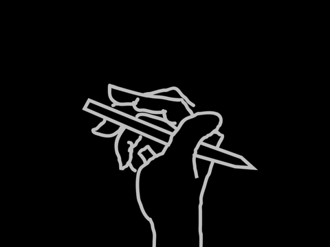 a pencil twirling animation: fading hand