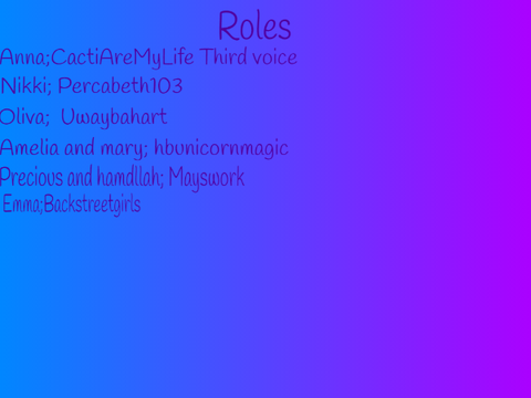 Roles for audition for trailer// summer