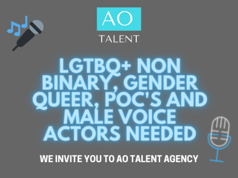 LGTBQ+ NON BINARY, GENDER QUEER, POC'S AND MALE VOICE ACTORS NEEDED