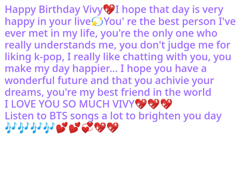 Happy Birthday Vivy- I LOVE YOU