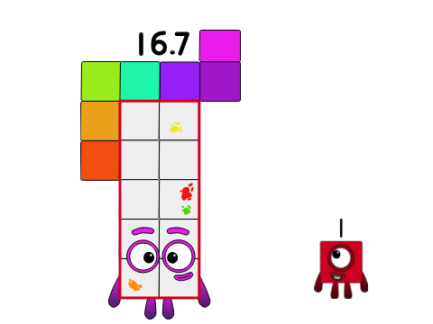 Numberblock 1 meets Numberblock 16.7