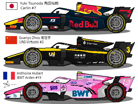 (3 CARS) Dallara F2 2020 (Tsunoda, Zhou, Hubert)