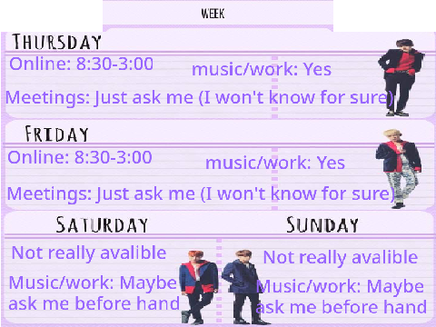 My schedule for Tteok Labels :P