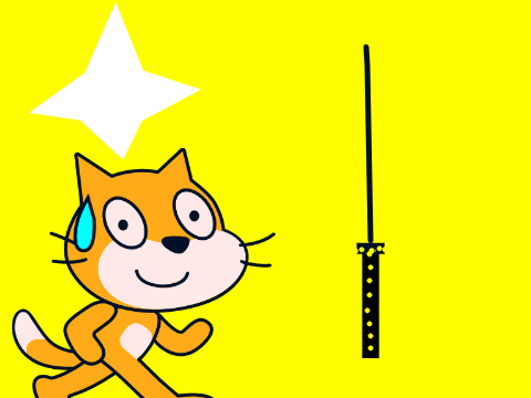Hit the cat with the sword!