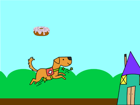 Super Dog eating donuts