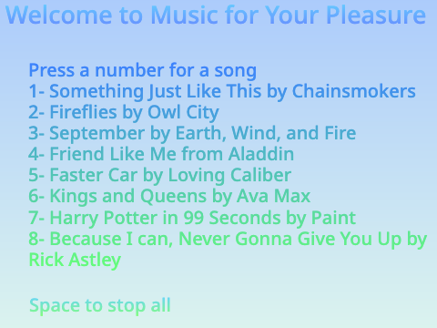 Music for Your (my) Pleasure