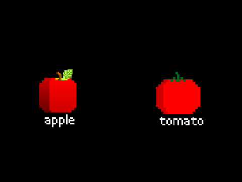 Pixel Apple and Tomato