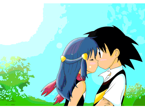 ash x dawn kiss