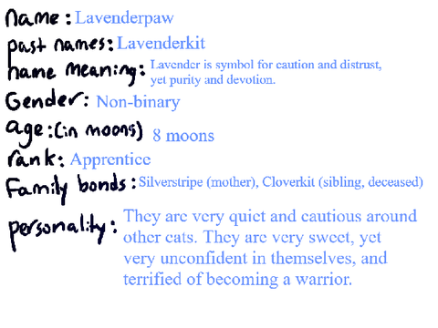 Warrior Cats RP - SpaceClan: Lavenderpaw and Silverstripe WC OC Bio