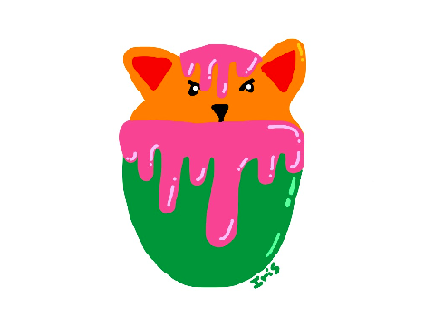 Cat stuck in watermelon