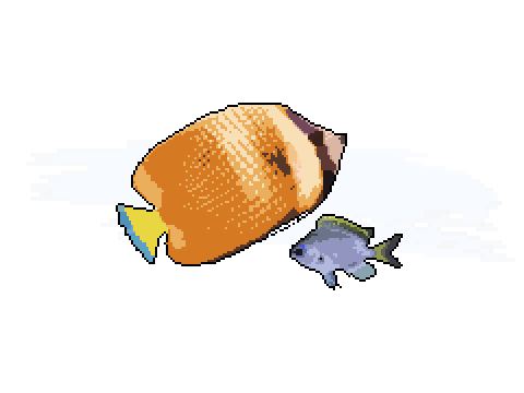 Klein's Butterfly and Moonstone Damsel Pixel Art