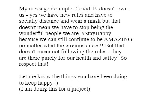 Covid 19 doesn't own us!