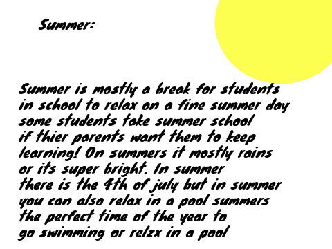 Seasons book summer,spring,fall and winter