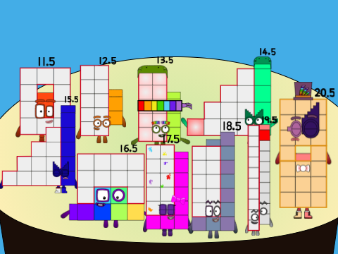 Numberblocks Band but Halves (11.5-20.5)
