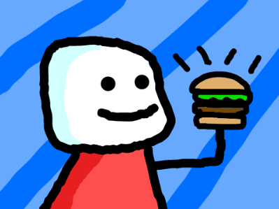 Hambegar Eating a Hamburger