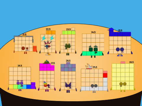 Numberblocks Band but Halves (21.5-30.5)