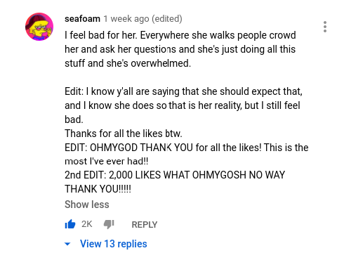 I GOT 2,000+ likes on a comment!!!