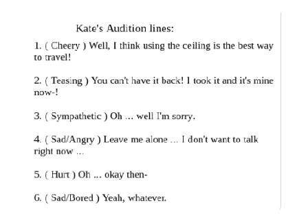 Audition for Kate