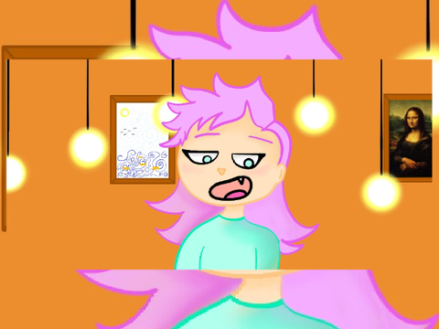 Art 11/13/20 - Cartoony girl in museum