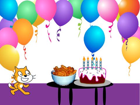 Scratch Cat's birthday party