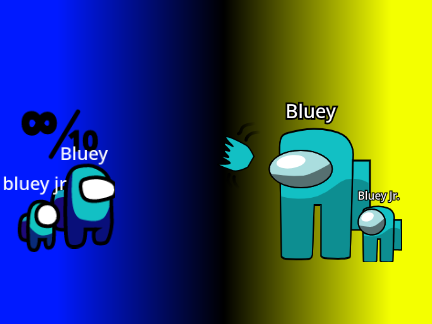 My drawing of bluey and bluey jr says "hi" remix