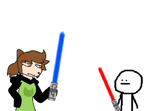 bella and i fight with lightsabers