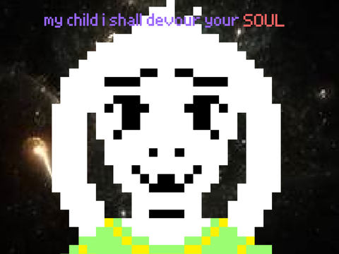(re-shared) baby asriel devours your soul