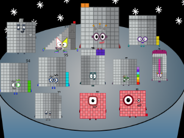 Jolly Numberblocks Band but my 91-99 take place (+ 90, 100 and 101)