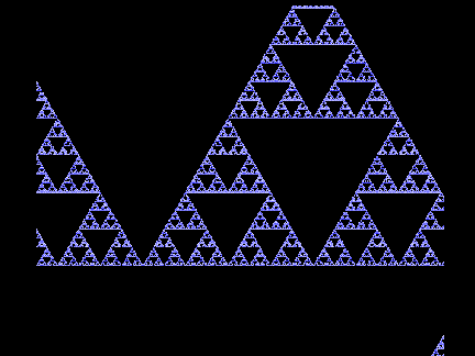 Sierpiński triangle but it zooms out