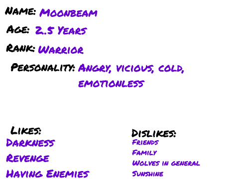 Elemental Wolves RP Sign Up Sheet Moon