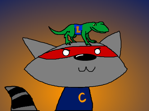 Super-raccoon and Lizard Larry!