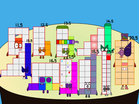 Numberblocks Band but Halves (11.5-20.5) but reversed