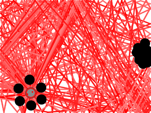 Lasers in a mirror room simulation