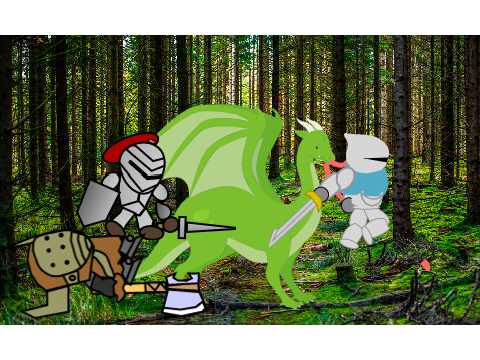 Knight character with music remix