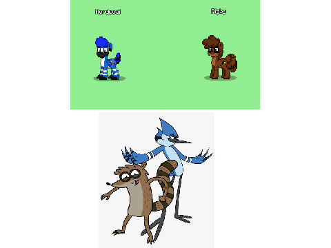 Mordecai and Rigby In Ponytown Style