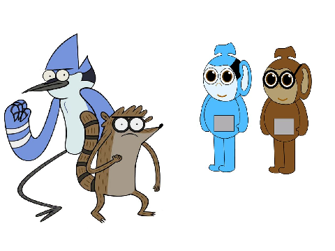 Mordecai and Rigby as Teletubbies